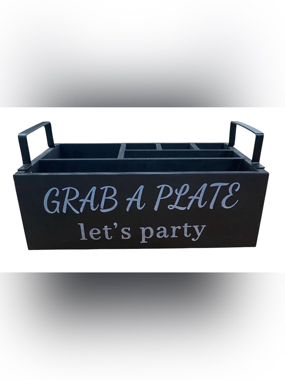 Party Serving Caddy - Black "Grab A Plate"great for party or entertaining.